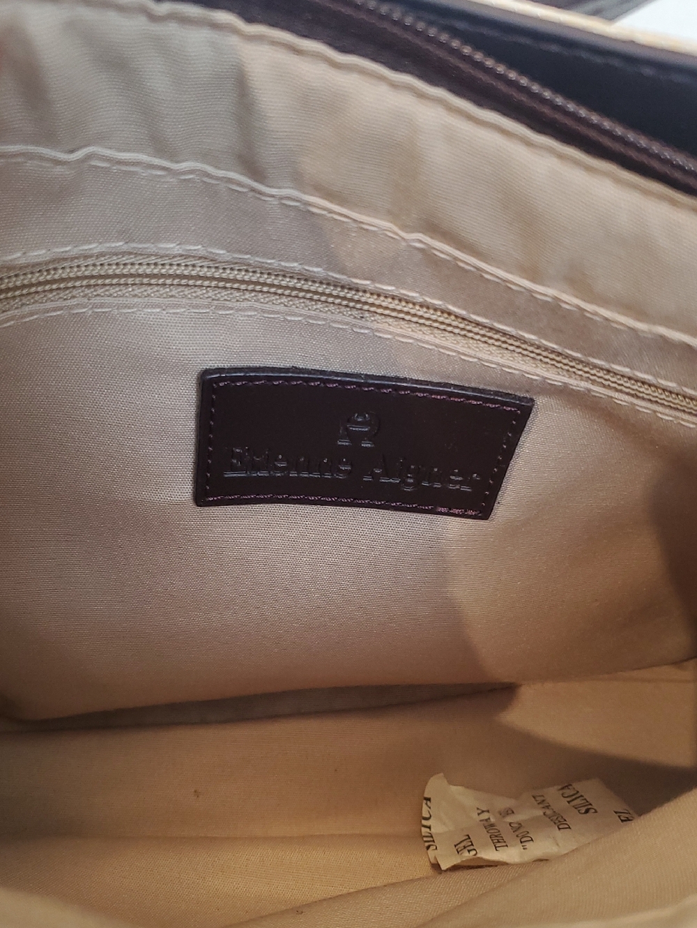 Etienne Aigner Cream Woven Shoulder Bag with Black Trim - Picture 4 of 4